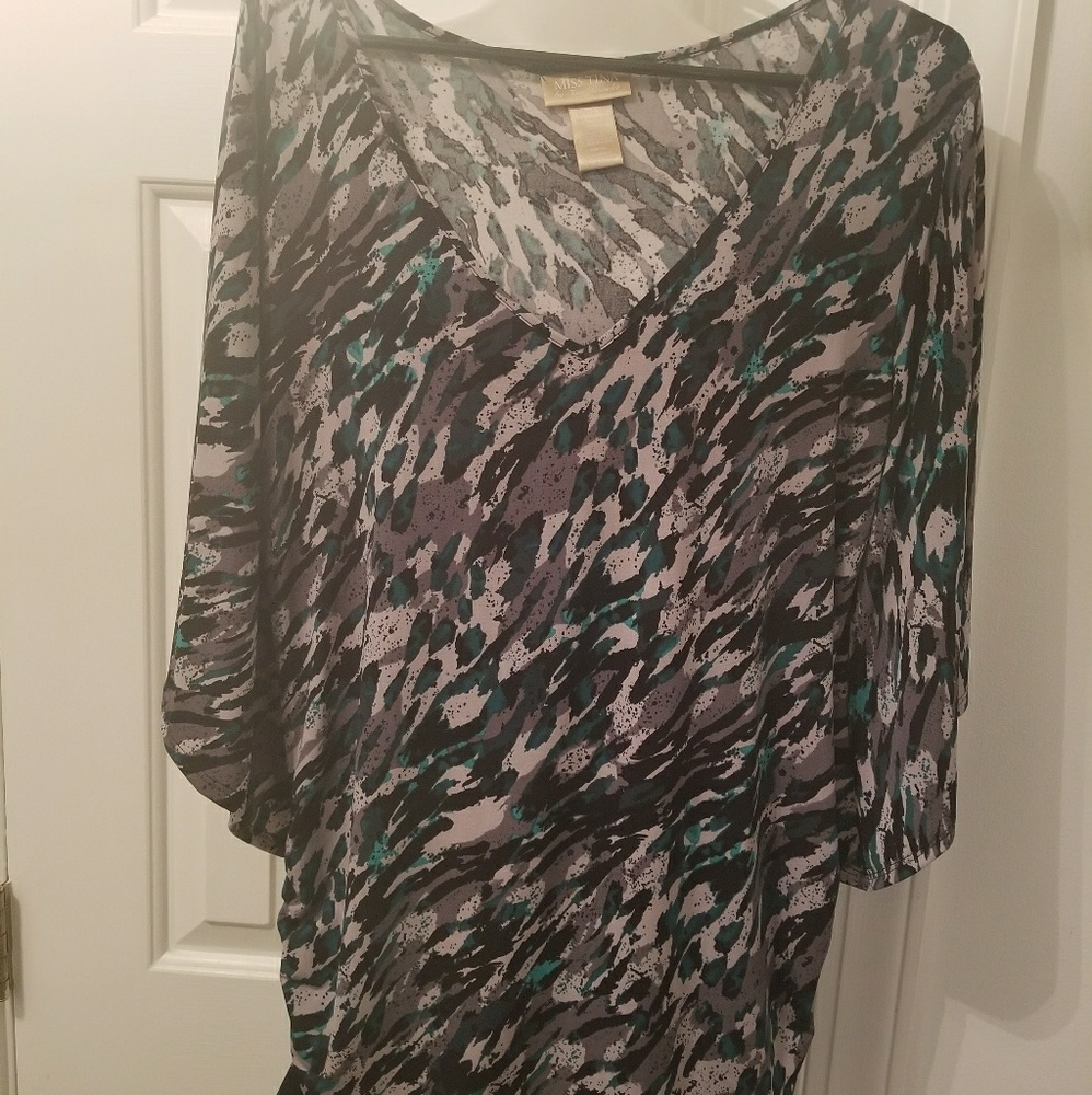 3/4 Sleeve Stretch Multi-Color Blouse